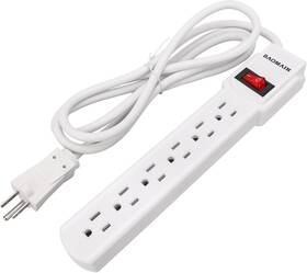Baomain 726084224988 6-outlet Power Strip With 14awg 6 Ft Extension Cord Features Red On/off