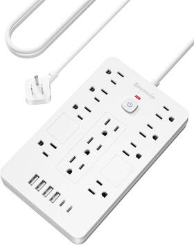 Tt-us811 Bawmwim Power Strip Surge Protector 11 Outlet 6 Usb 6ft Flat Plug White
