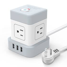 Baykul 054114938445 Power Strip With Usb 4 Outlet 3 Ports Usba Cube 10 Ft Extens