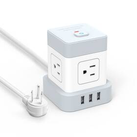 Bbgs-154 Baykul Power Strip With Usb Flat Plug 5ft And 4 Ac 3 Grey