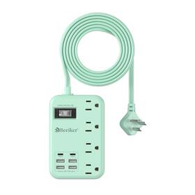 775g-5 Beeiker 6 Usb Green Travel Power Strip- 5ft Extension Cord With 4.8a 2 C Ch