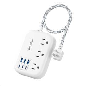 789-1 Beeiker Short Extension Cord 1 Ft- 6 Usb 3 C Ft-24w-980j-white White