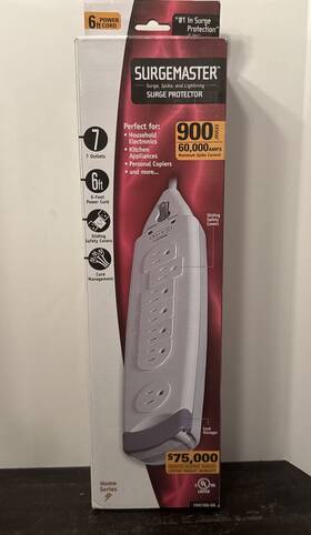 P45207 Belkin 722868394076 Surgemaster - Surge Suppressor Power Strip -6 Ft Cord 900 Joules