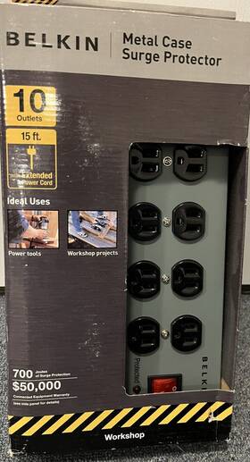 F9d1001-15 Belkin 722868667552 Metal Case Surge Protector 10 Outlets - New