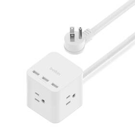 Sra006p3tt5 Belkin 3-outlet Power Cube With 5-foot Cord And Usb-a Ports