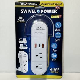 Bell Howell 080313016714 Swivel Power Charging Station 6 Outlets 3 Usb With Surge Protector