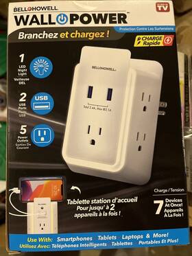 Bell Howell 080313079085 Charge 7 Devices 2 Usb 5 Outlet Led Night Light Bell Howell 080313079085 Charge 7 Devices 2 Usb 5 Outlet Led Night Light