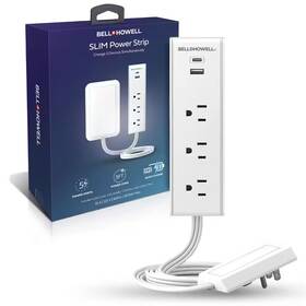 Bell Howell 744110674385 Slim Multi Power Strip 3-ac Outlets 1 Usb-a And Usb-c Ports Charging Extensio