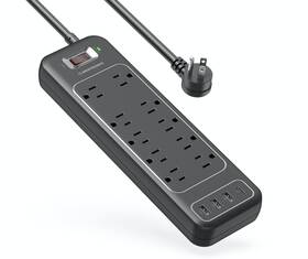 Wss-610 Bentronic Power Strip Surge Protector Usb-c And 10 Ac Outlets 3 Usb 1 C Fast