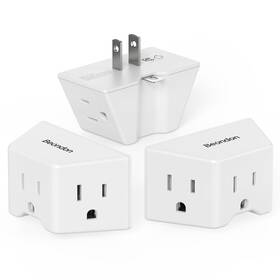 Beondon Wt-b3c 2 Prong To 3 Adapter 3-pack 3-way Non-blocking Grounding Outlet Adap