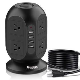 Hobfu009 Besfan Surge Protector Power Strip Tower 10 Ft Long Extension Cord With Mult