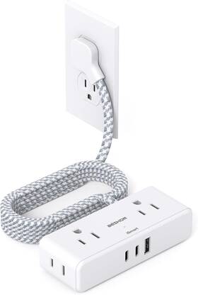 Beshon 445047592539 Power Strip 4 Widely Outlets With 3 Usb Ports 2 C Flat Extension Cord 6 F