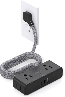 Bs104bl Beshon Extension Cord 10 Ft Flat Plug Power Strip 4 Widely Outlets 10ft Black