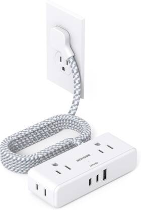Bs104l Beshon Extension Cord 10 Ft Flat Plug Power Strip 4 Widely 10ft White