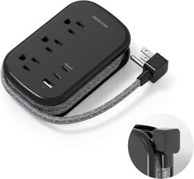 Bs321b Beshon Usb C Travel Power Strip Ultra Flat Extension Cord Plug Black