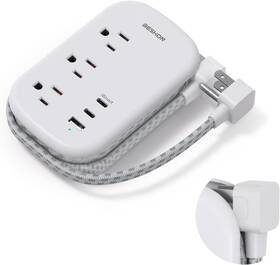 Bs321g Beshon Usb C Travel Power Strip Ultra Flat Extension Cord Plug Grey