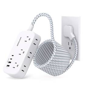 Bs621m Beshon 15ft Flat Extension Cord Plug Power Strip With Usb C Ultra Thin P