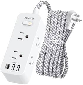 Kua-117 Beshon 10 Ft Extension Cord Surge Protector Power Strip With 6 Widely Ac Outlets 3