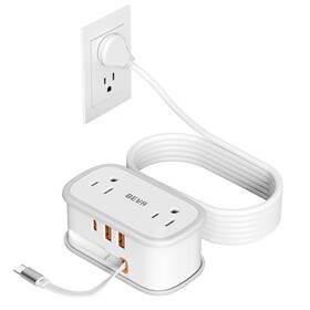Bv4u2s-c Beva Travel Power Strip Flat Plug With Retractable Usb C Cable 5 Ft