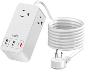 Zn-mg3a3u Beva Power Strip With Usb C 3 Outlets Ports Desktop Charging White