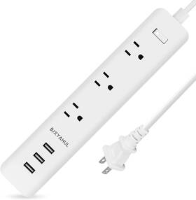 Bjxyahul 445032498402 2 Prong To 3 Power Strip Two Surge Protector 6ft Long Cord White
