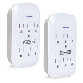 Black Decker 810010535139 6 Grounded Outlets Surge Protector Wall Mount Power Tap 2-pack