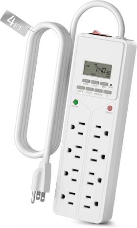 Bn-link 445039138141 Bn-link 8 Outlet Surge Protector With 7-day Digital Timer 4 Outlets Timed Ou