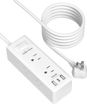 Bn-link 726084639195 Surge Protector Power Strip Outlet Extender 6 Outlets 2 Usb-a 1 Usb-c Total 3.4a