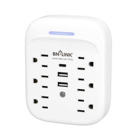 Bn-link 810079580972 Surge Protector Usb Wall 6 Outlet Extender With 3 Ports C Multi Pl