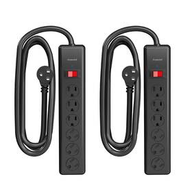 Bn-link 810079582716 6-outlet Power Strip Surge Protector 2-pack 4-foot Extension Cord 600 Joule