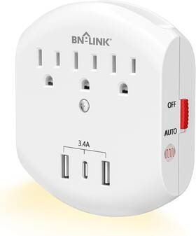 Bnc-60 Bn-link Bnc-60/u139 3-outlet Extender Multi Plug Outlets With 3 Usb Ports 3.4a Total Dus