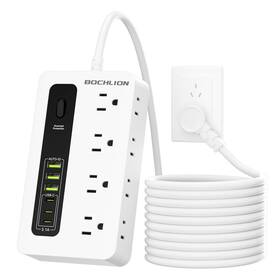 Bochlion 978333590502 Power Strip With Usb 6ft Surge Protector Flat Plug Extension Cord 8 Out