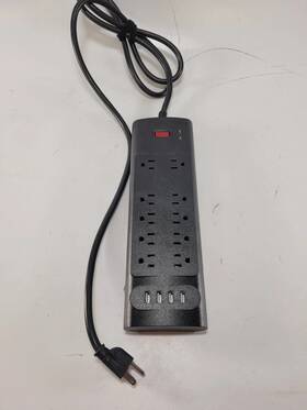 Bototek 372786054912 Surge Protector 10 Ac Outlets 4 Usb Ports 1875w/15a 6 Feet - Black