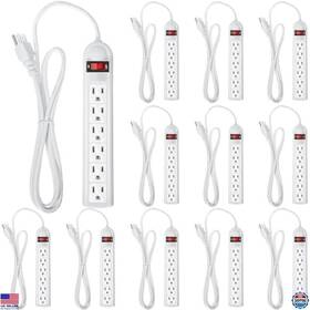 B0chyshh79 Brand Kanayu 12-pack Power Strip - 6 Outlet Surge Protector With Ft Extension Cord