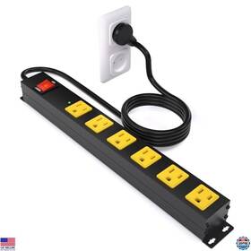 B0f6v277l2 Brand Okchild Heavy Duty 6 Outlet Metal Power Strip 2700j Surge Protector 15a Breaker 6ft