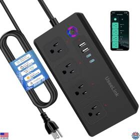 B0dydnllld Brand Useelink Smart Power Strip - 4 Outlets Usb Ports 5ft Cord Voice/app Control