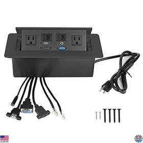 B0dg5kf1dk Brand Whxgg Recessed Pop-up Power Strip - Table Outlet With Hdmi Ac Usb Vga Rj45 Black