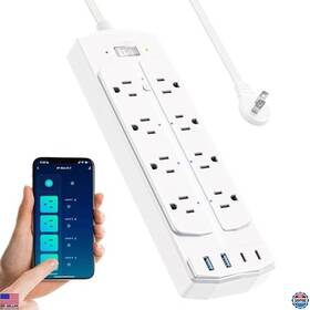 B0dkjbz8vd Brand Yozisital 2 Prong Smart Plug Power Strip 5ft Flat Cord 8 Outlets 4 Usb Ports