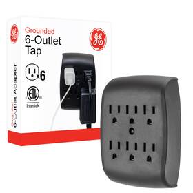 Branded 030878548403 Ge 6-outlet Extender Wall Tap Grounded Adapter Charging Station 3-prong Secu