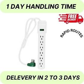 Branded 313054063090 Power Strip Surge Protec Multi Electrical Outlet 2.5 Ft Extension Cord Flat Plug