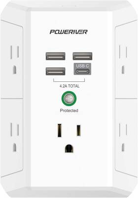 32451025 Branded Multi Outlet Extender Surge Protector With 4 Usb Ports - F