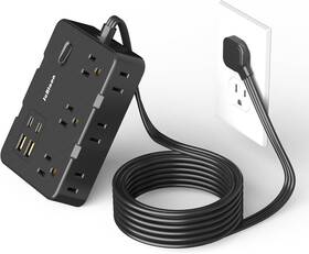 62509848 Branded Flat Plug Power Strip Surge Protector 5ft Ultra Thin Extension Cord With 4 Usb