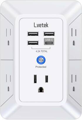 6549876198306546215 Branded Usb Wall Charger Lvetek Surge Protector 5 Outlet Extender With 4 Ports 3 Si