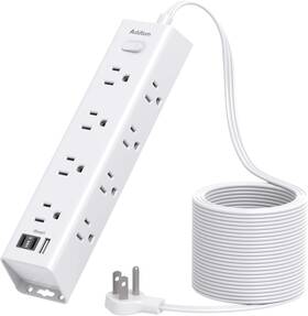Branded 705353984259 15ft Extension Cord With Multiple Outlets Flat Plug Power Strip Surge Protecto