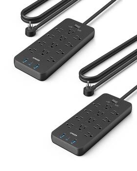 A91921f2 Branded Pack Of 2 Surge Protector Power Strip 2100j 12 5 Ft-2 Black