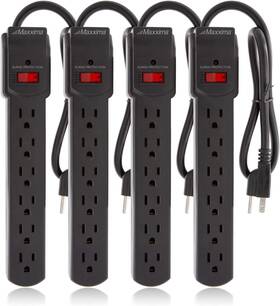 Mep6ab4 Branded 4-pack 6 Outlet Power Strip Surge Protector - 300 Joules Features Red On/off Sw