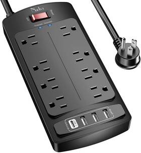 Branded01 744110942767 Surge Protector Power Strip - Flat Plug Extension Cord With 8 Outlets And 4 Usb Branded01 744110942767 Surge Protector Power Strip - Flat Plug Extension Cord With 8 Outlets And 4 Usb