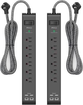 Branded01 744759774132 2 Pack Surge Protector Power Strip 6 Outlets 4 Usb Charging Ports 12ft Wall New