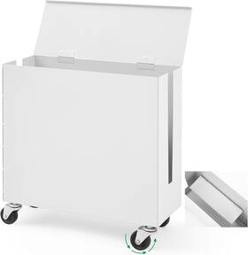 Rry-briwooody-1942 Briwooody Extra Large Cable Management Box With Caster Wheels Adjustable Cord White
