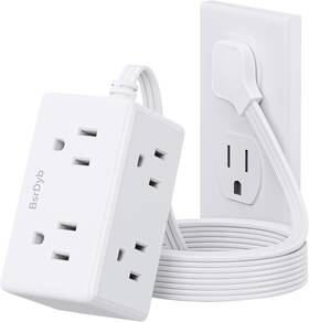 Bsrdyb 313026962918 6ft Flat Plug Power Strip 3-side White Extension Cord With 6 Wide Outlets Extend
